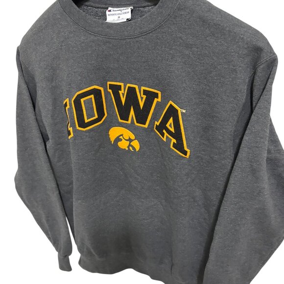 Champion Iowa Hawkeyes Crew Neck Sweatshirt Size Medium Gray - Picture 2 of 6